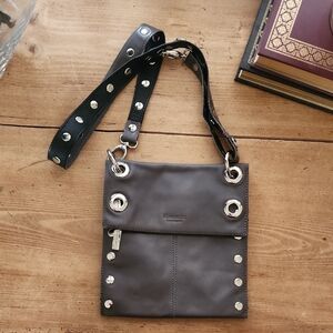 Hammitt Montana Leather Crossbody Pewter And Black